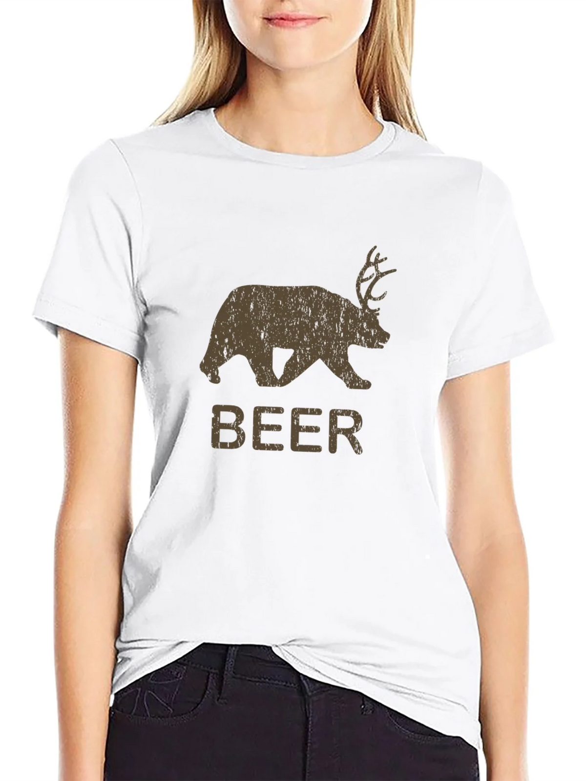 Rustic Beer Bear Antler Graphic T-Shirt product image 2