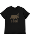 Rustic Beer Bear Antler Graphic T-Shirt product image 1