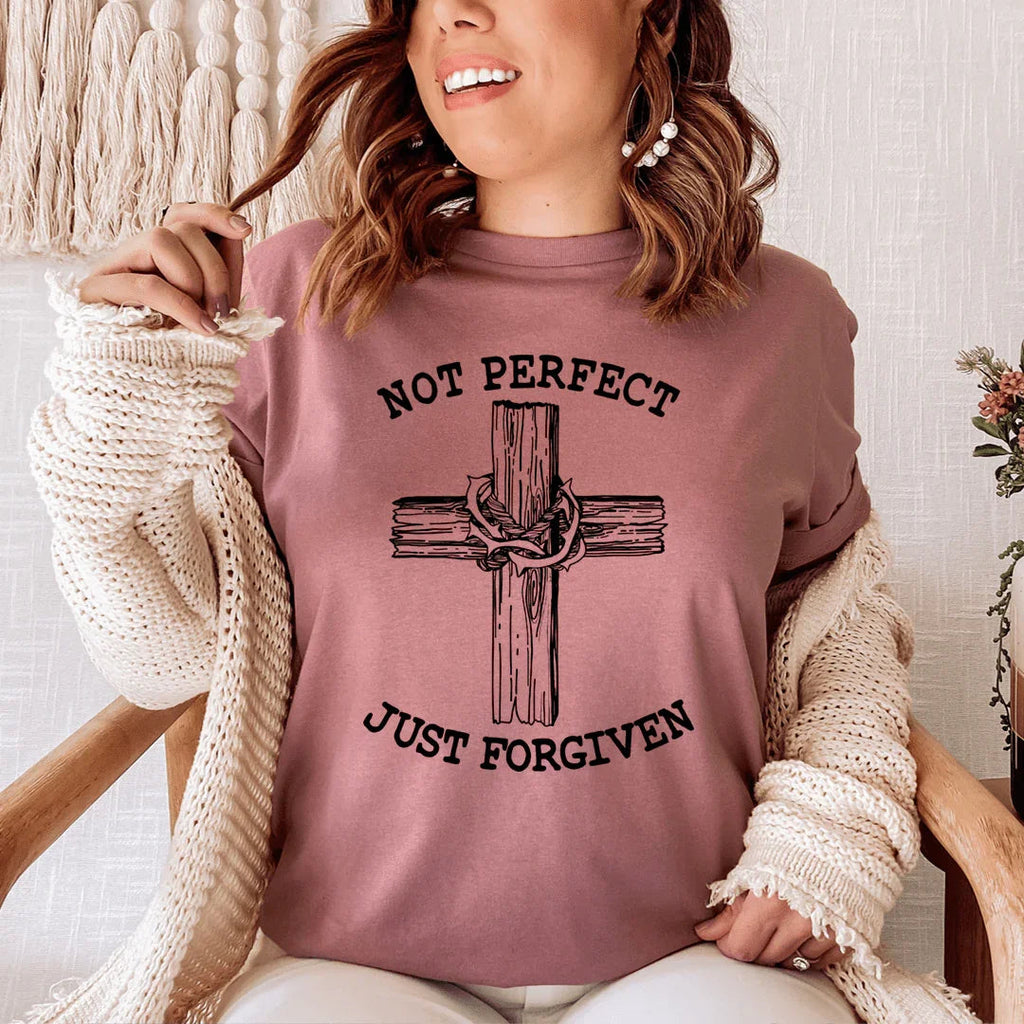 Christian Grace Inspirational Crewneck Tee – "Not Perfect product image 1