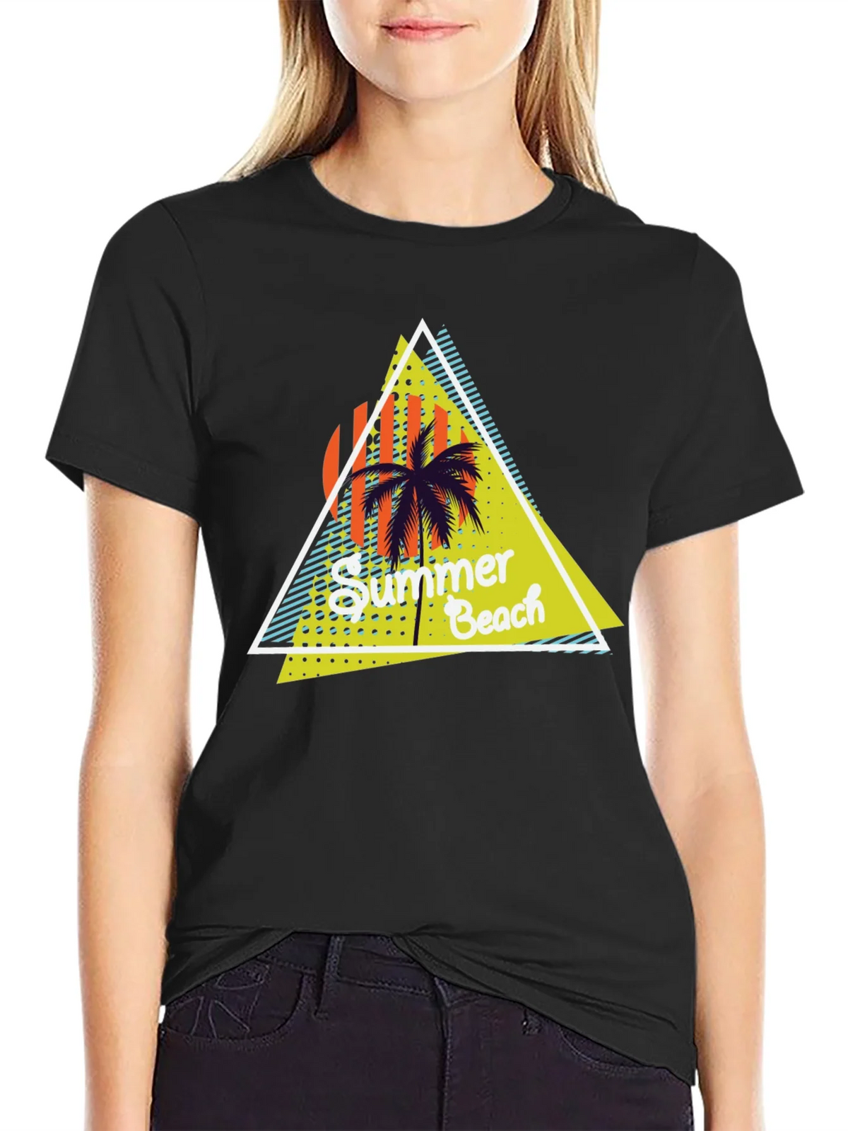 Summer Beach Graphic Print Black T-Shirt product image 2