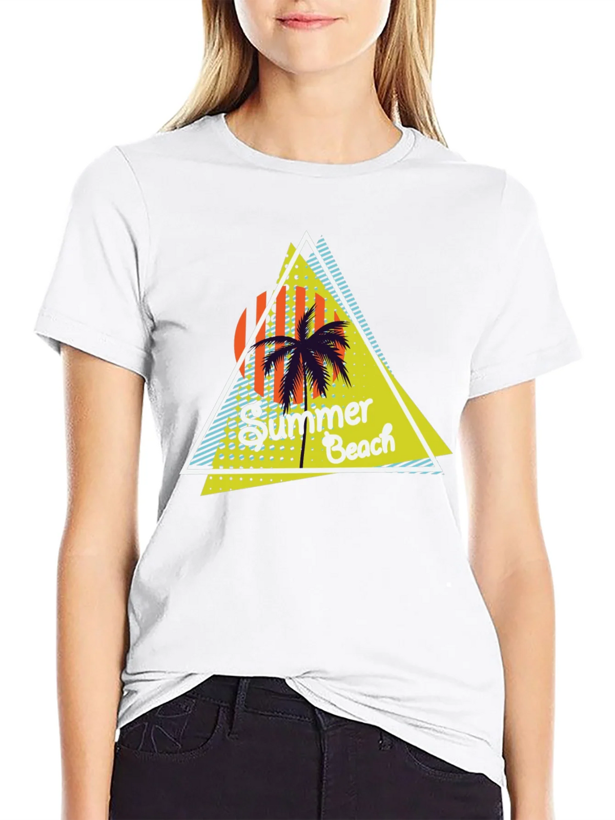 Summer Beach Graphic Print Black T-Shirt product image 7