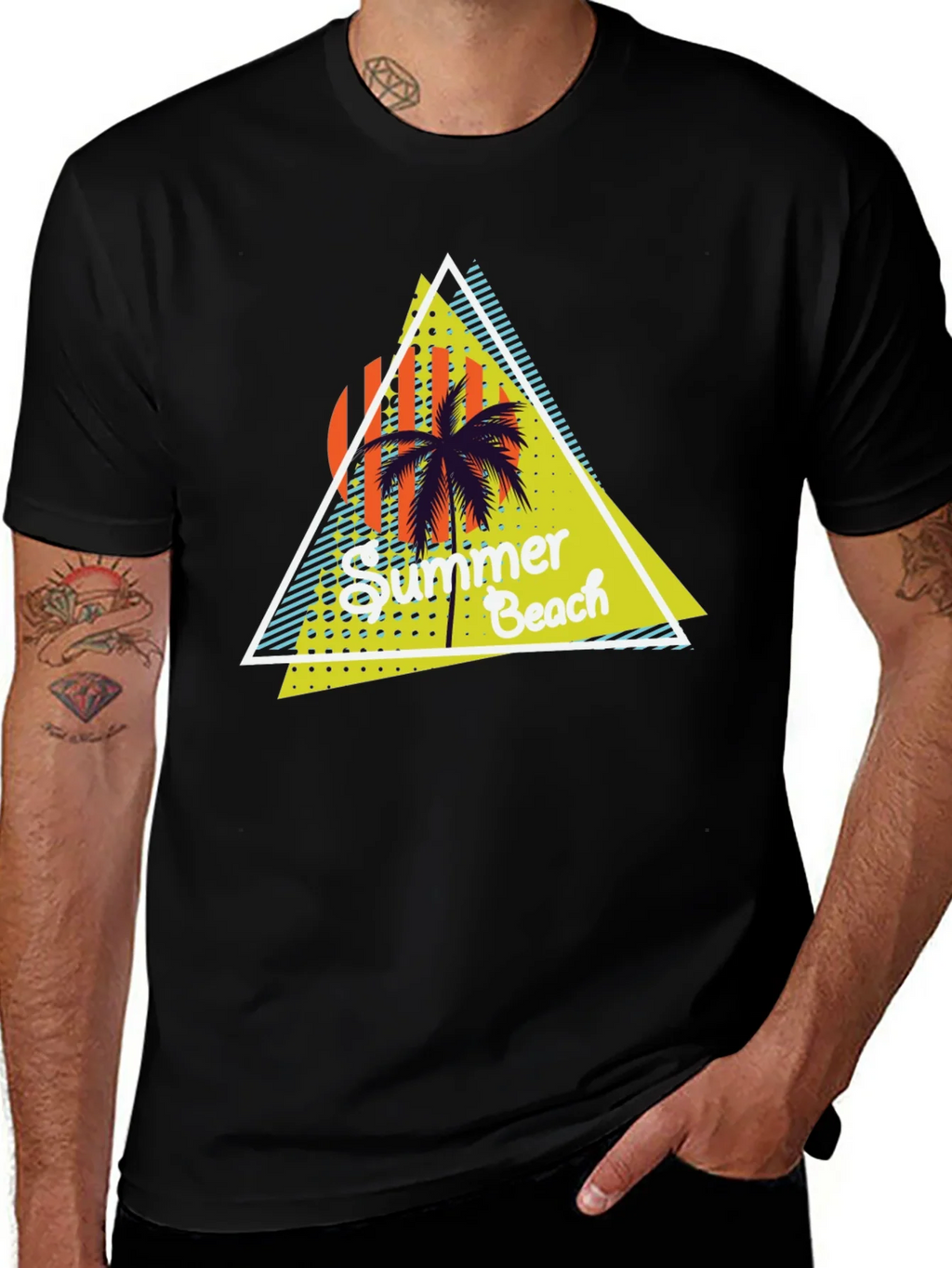 Summer Beach Graphic Print Black T-Shirt product image 1