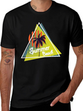 Summer Beach Graphic Print Black T-Shirt product image 1