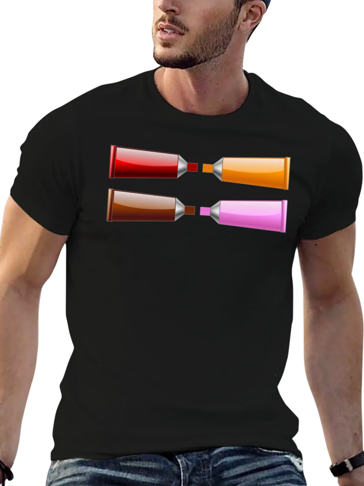 Abstract Paint Tube T-Shirt - Artistic Graphic Tee product image 4