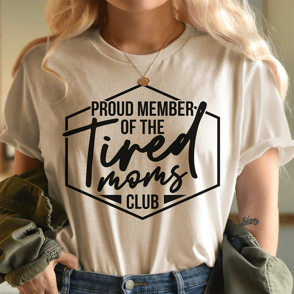 Relatable Motherhood Humor Crewneck Tee – "Proud Member Of product image 1
