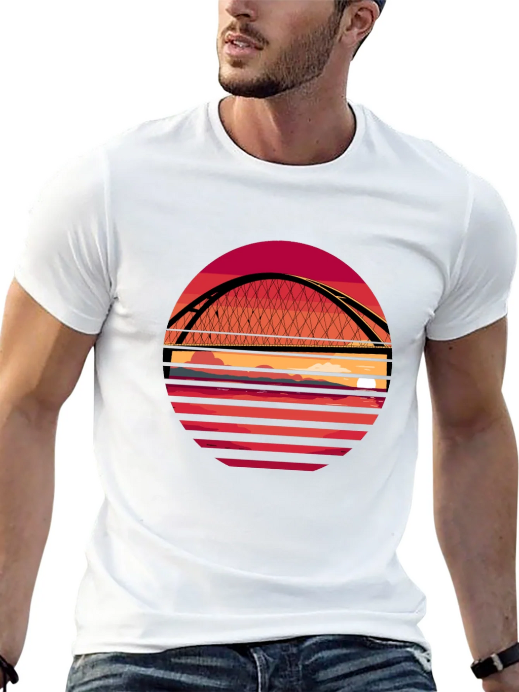 Sunset Bridge Graphic T-Shirt - Stylish Crew Neck Tee product image 11