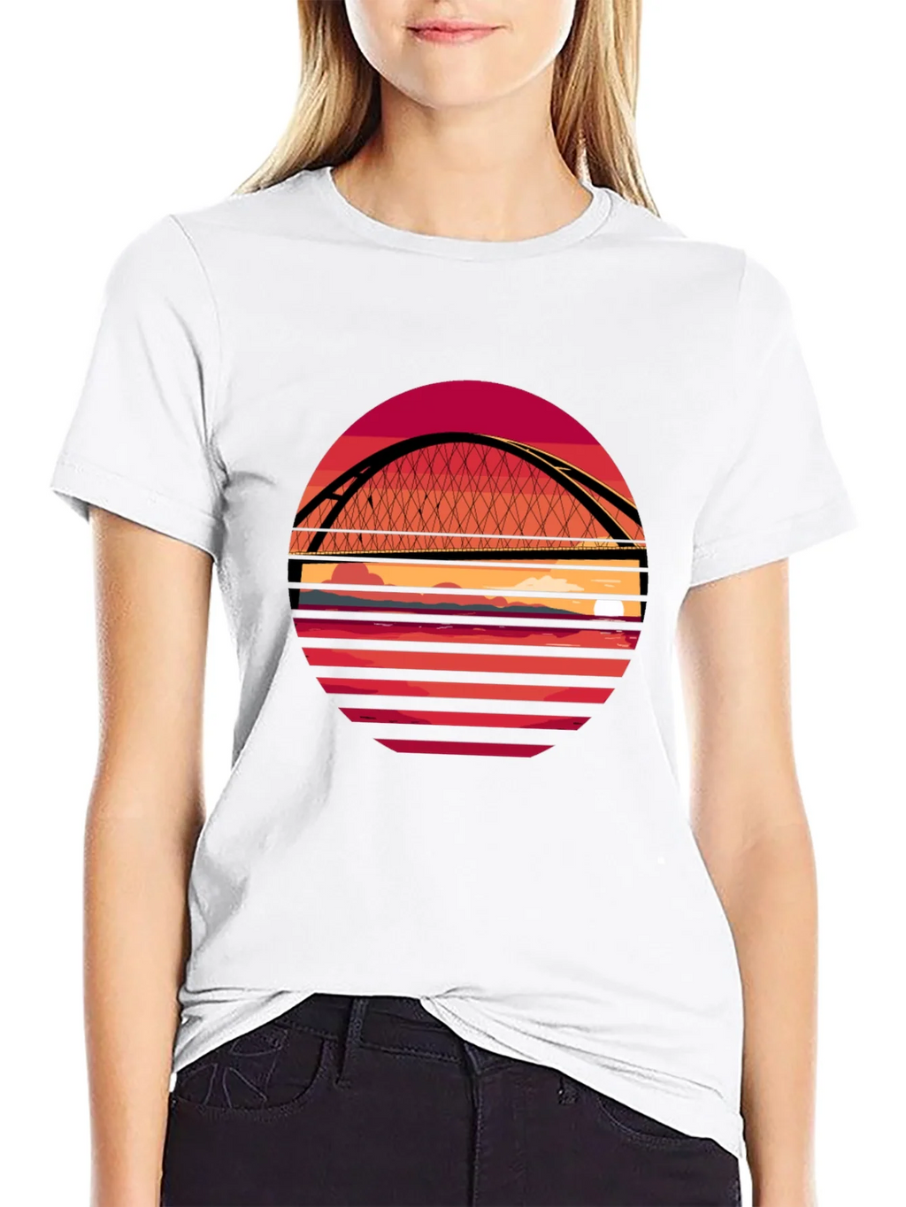 Sunset Bridge Graphic T-Shirt - Stylish Crew Neck Tee product image 8