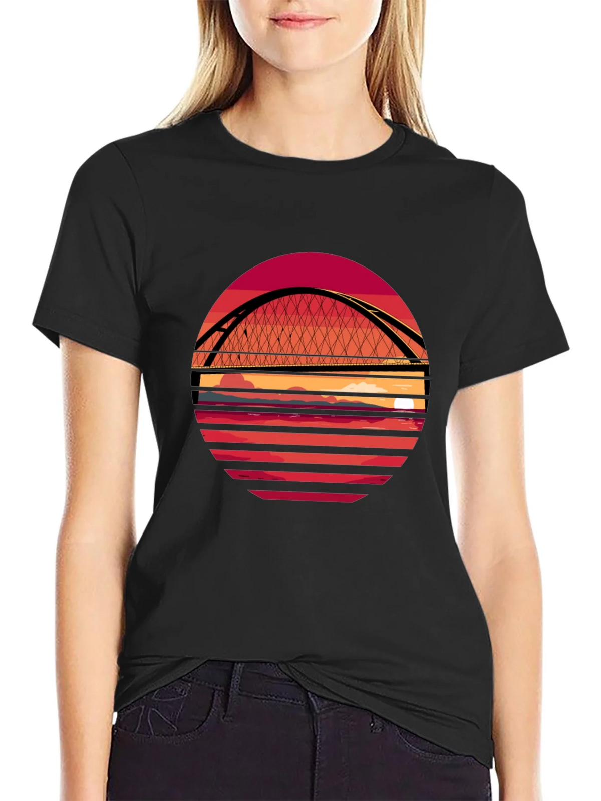Sunset Bridge Graphic T-Shirt - Stylish Crew Neck Tee product image 2