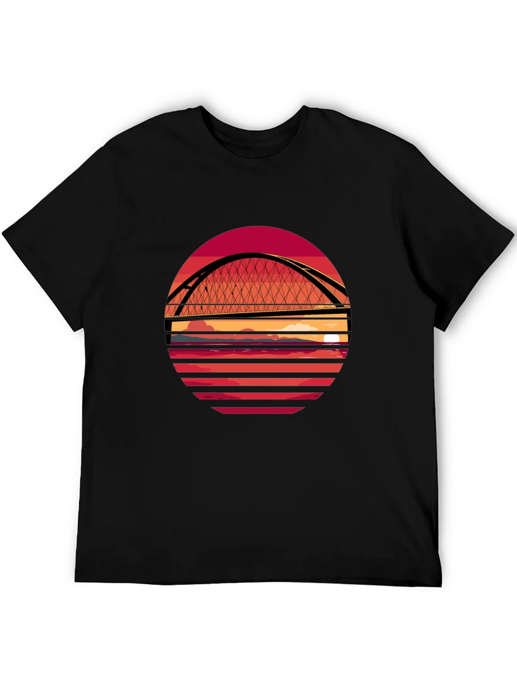 Sunset Bridge Graphic T-Shirt - Stylish Crew Neck Tee product image 5