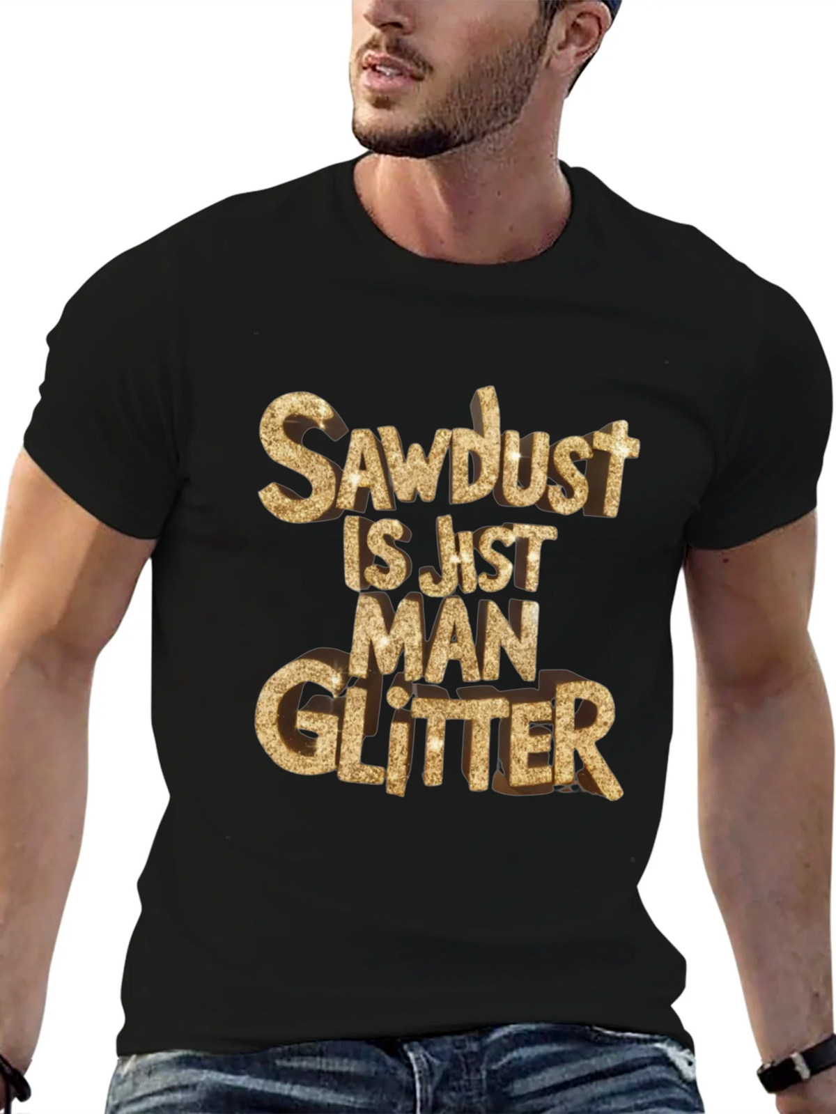 Sawdust Man Glitter Black T-Shirt product image 6