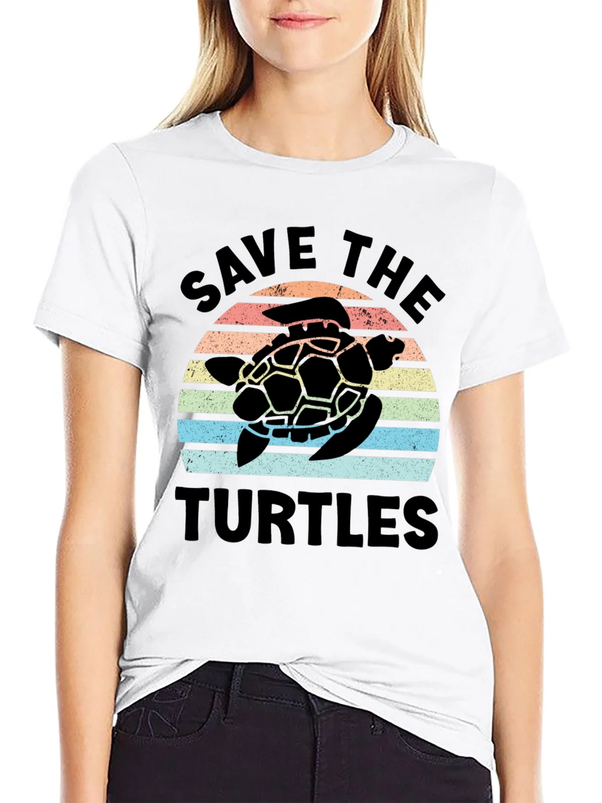 Save the Turtles Retro Sunset Graphic T-Shirt product image 4