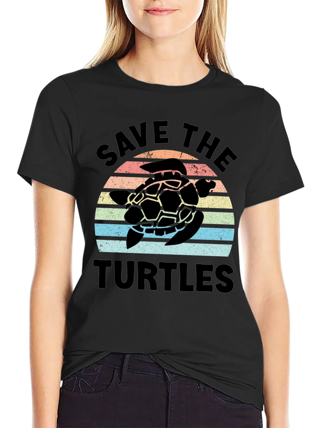 Save the Turtles Retro Sunset Graphic T-Shirt product image 1