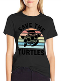 Save the Turtles Retro Sunset Graphic T-Shirt product image 1