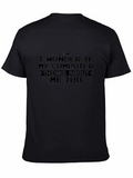 Funny Computer Think About Me Too Black T-Shirt product image 1
