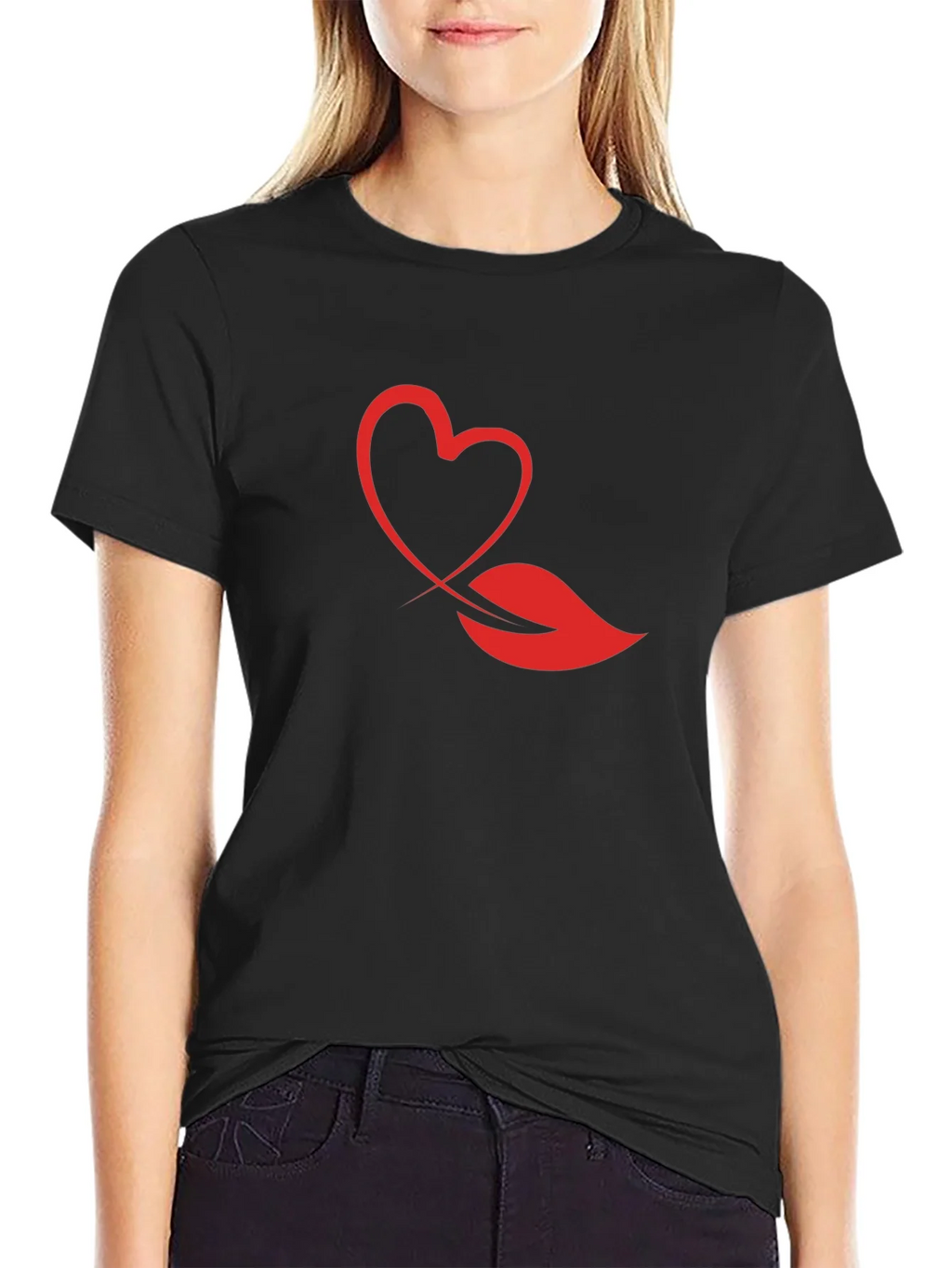 Heart & Lips Graphic Print Black T-Shirt product image 2