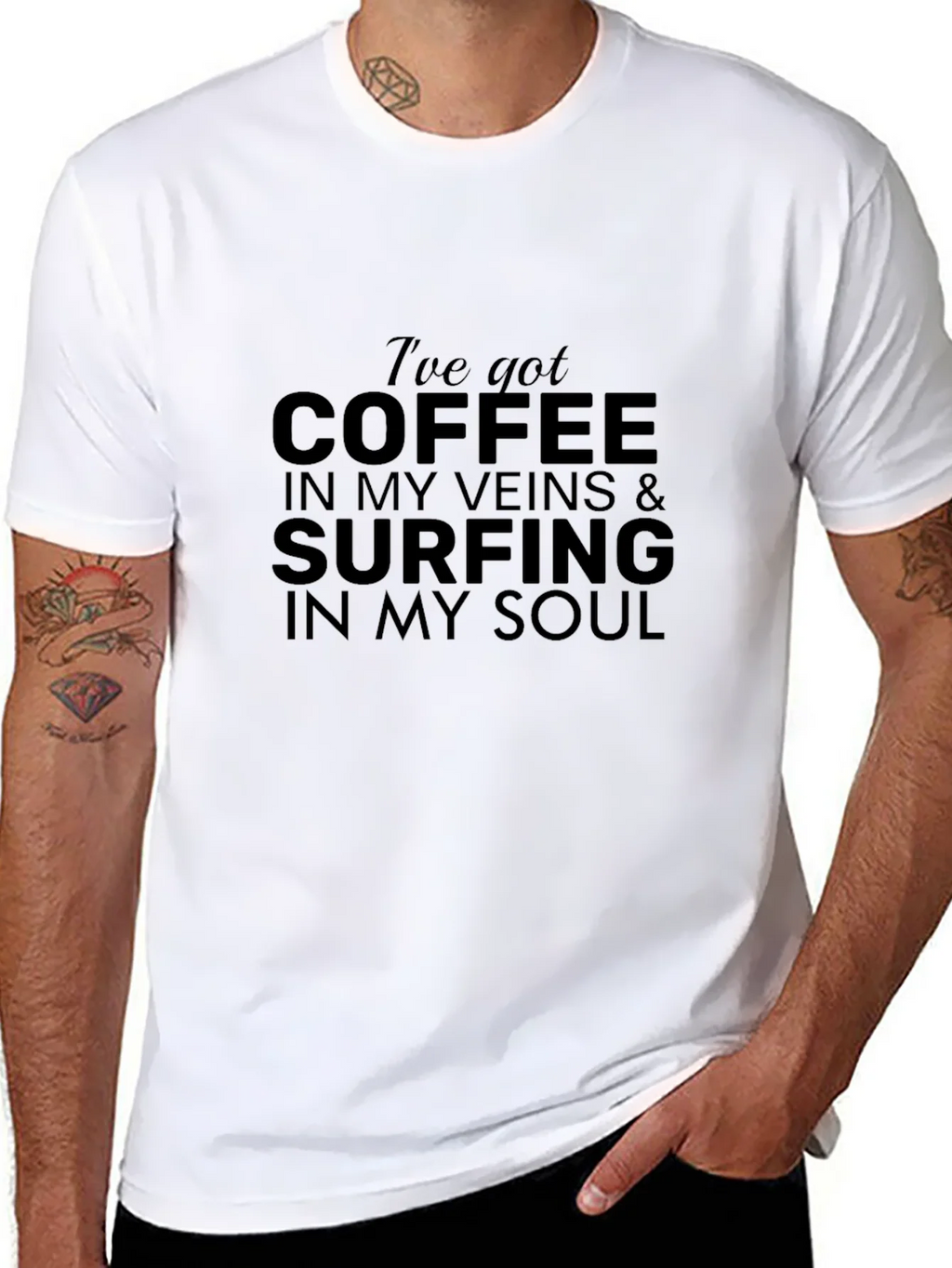 Coffee & Surfing Soul T-Shirt - Stylish Black Tee product image 3