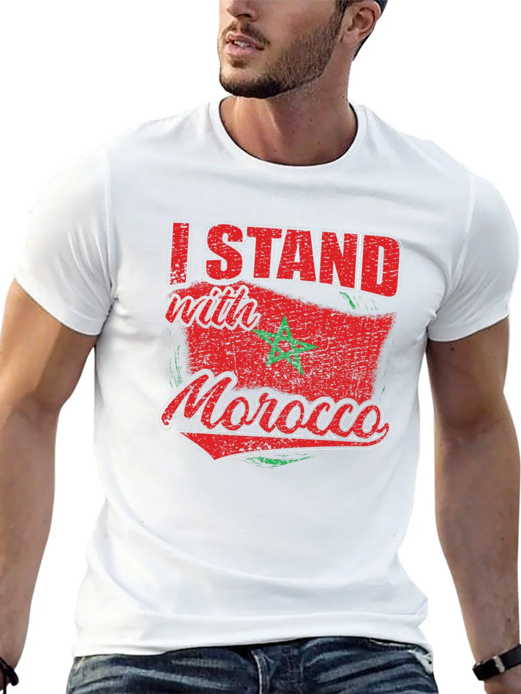 I Stand with Morocco Flag Graphic T-Shirt product image 12