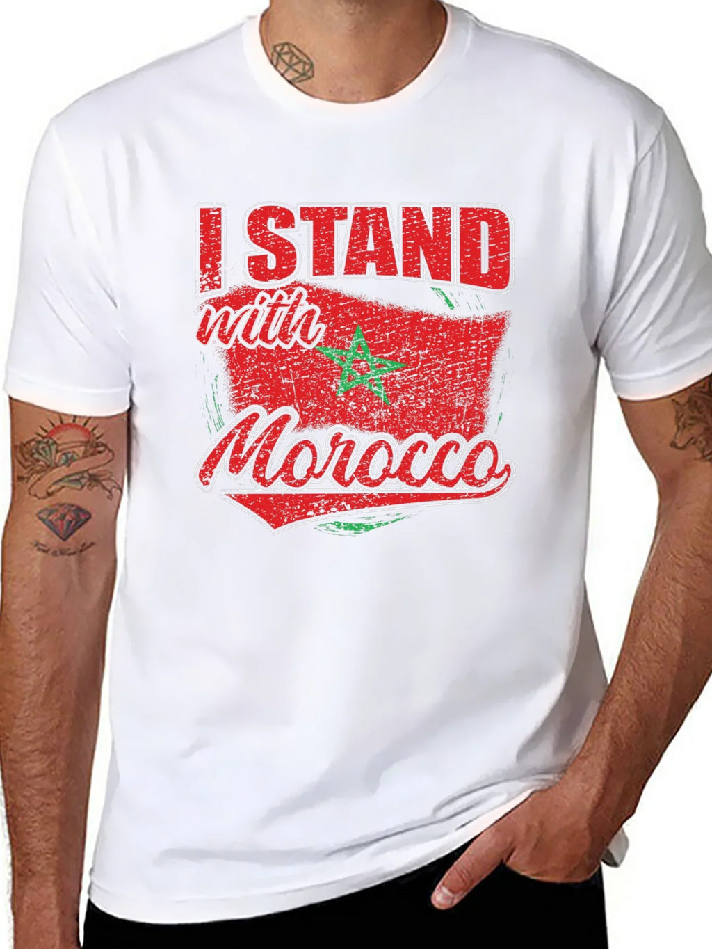 I Stand with Morocco Flag Graphic T-Shirt product image 7