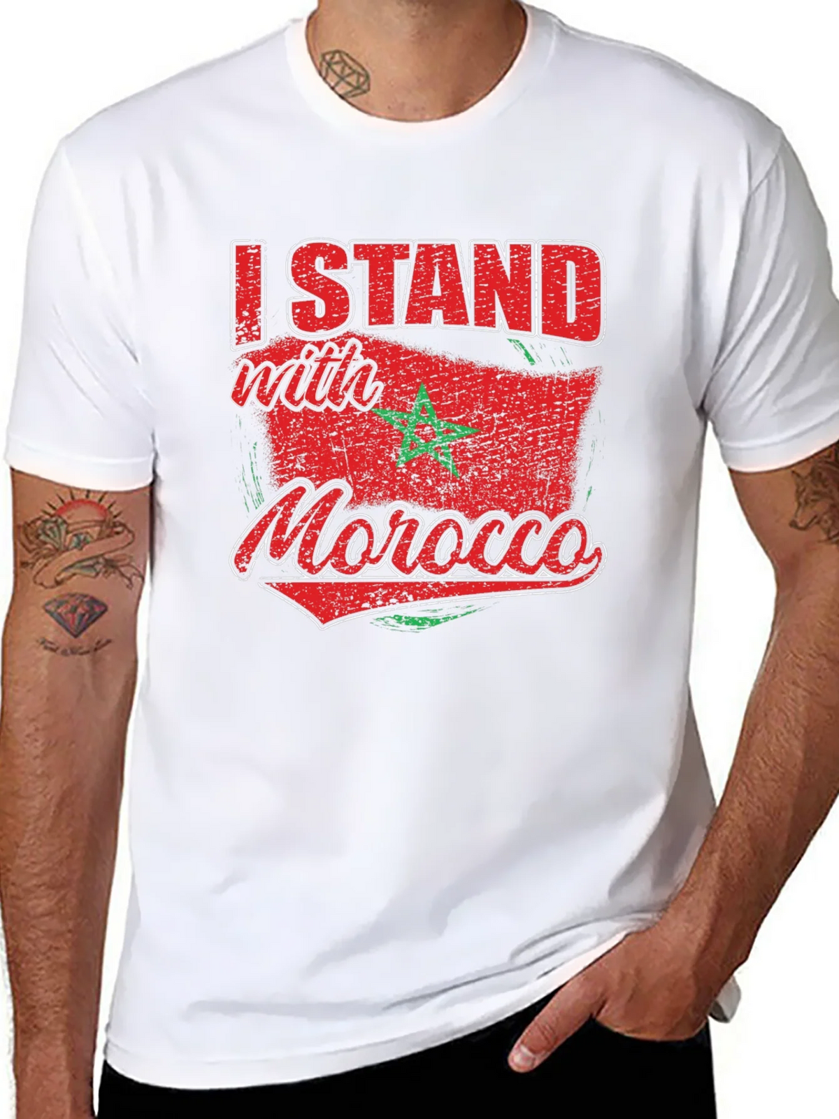 I Stand with Morocco Flag Graphic T-Shirt product image 7