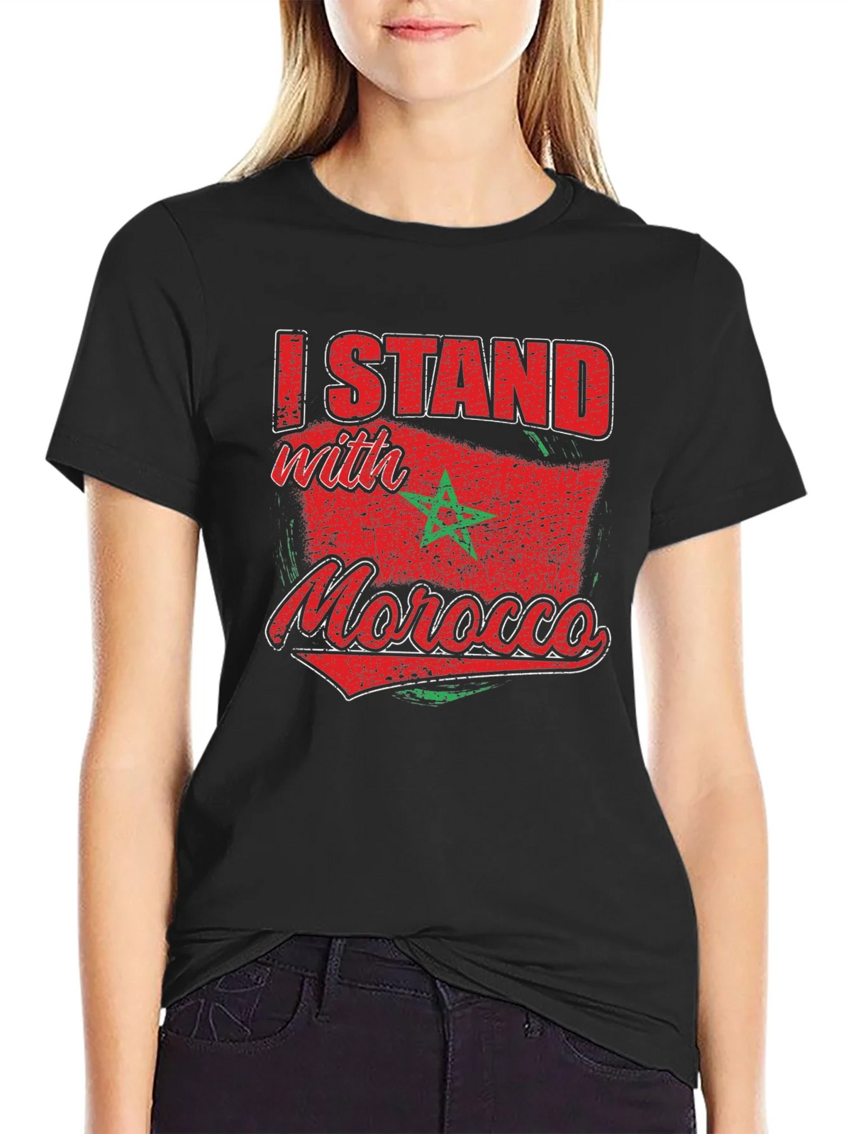 I Stand with Morocco Flag Graphic T-Shirt product image 2