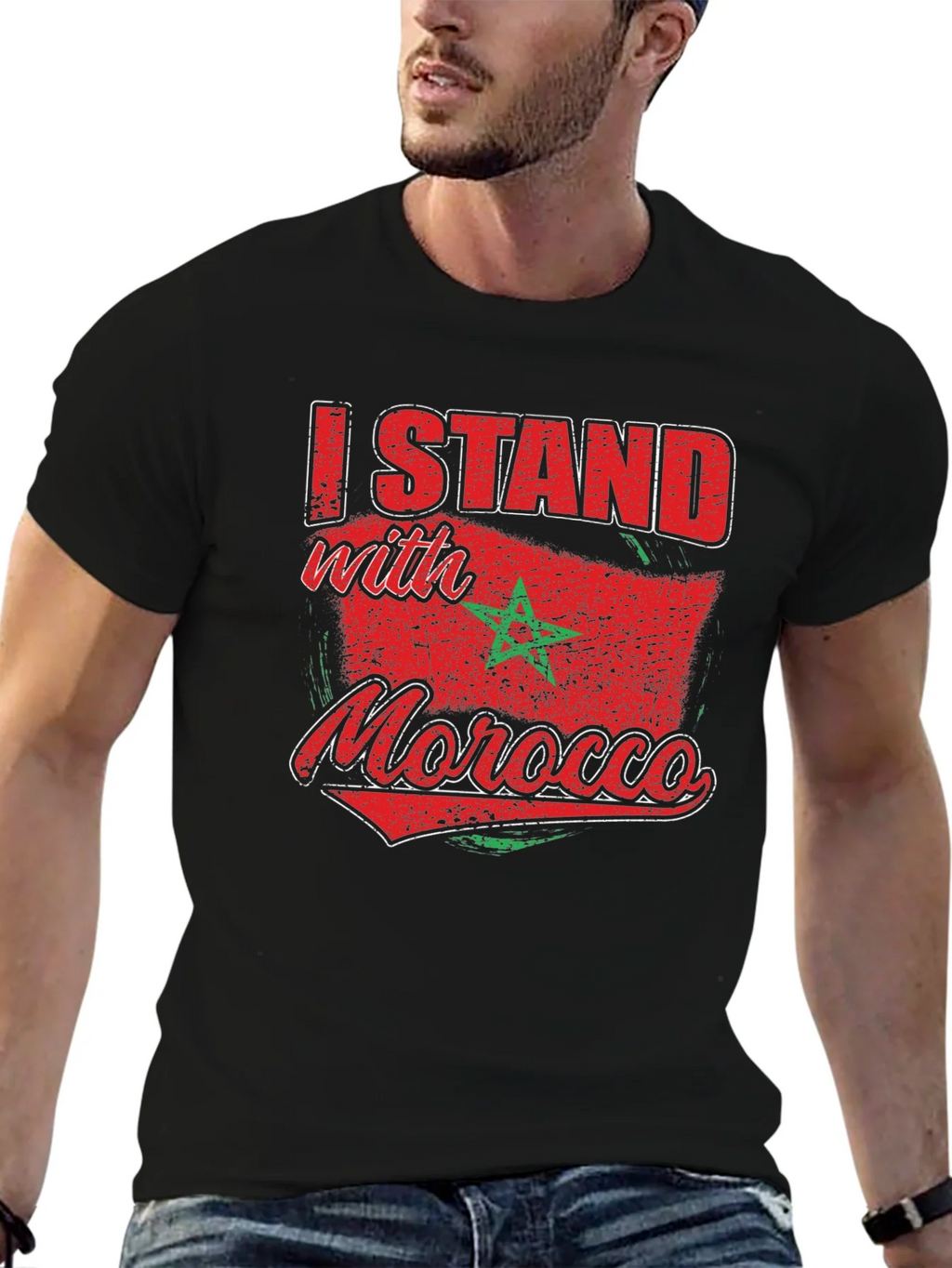 I Stand with Morocco Flag Graphic T-Shirt product image 6