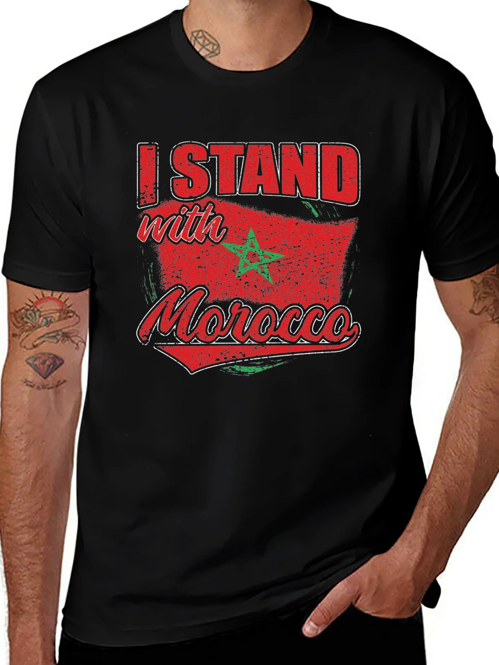 I Stand with Morocco Flag Graphic T-Shirt product image 1