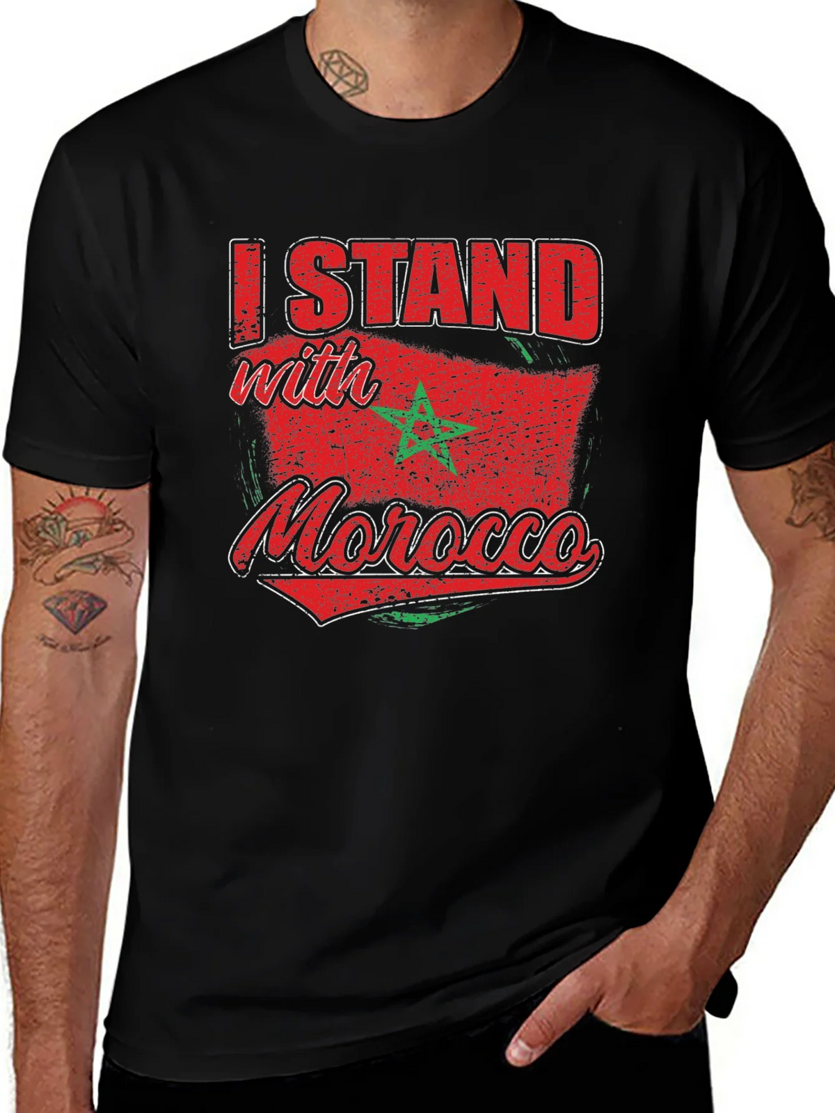 I Stand with Morocco Flag Graphic T-Shirt product image 1