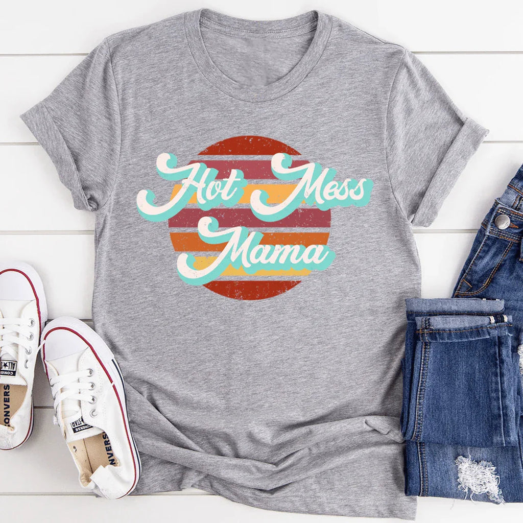 "Retro Hot Mess Mama" – Sassy Motherhood Graphic Tee product image 2
