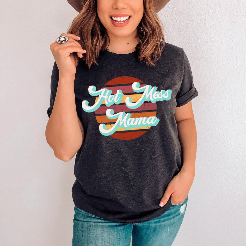 "Retro Hot Mess Mama" – Sassy Motherhood Graphic Tee product image 3