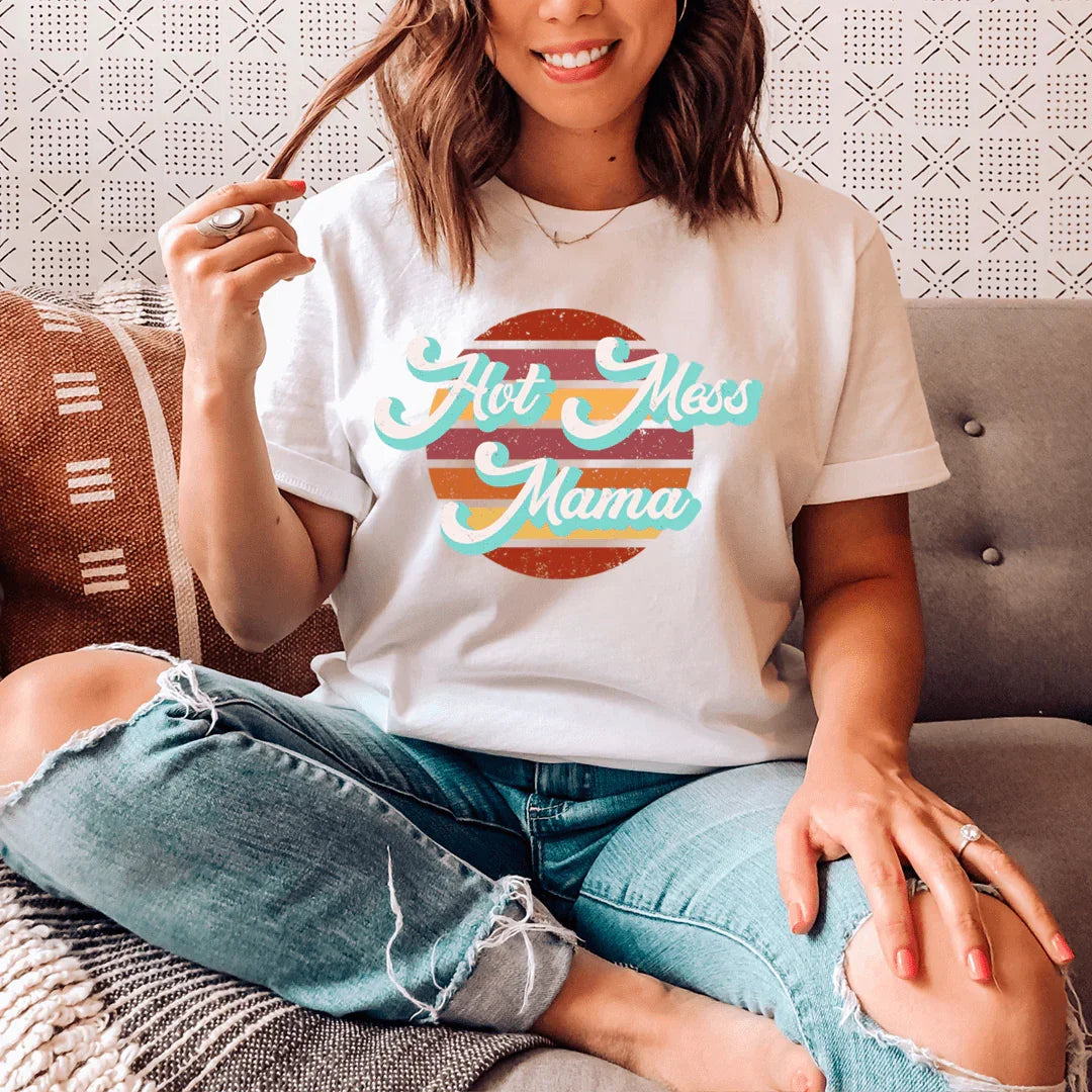 "Retro Hot Mess Mama" – Sassy Motherhood Graphic Tee product image 1