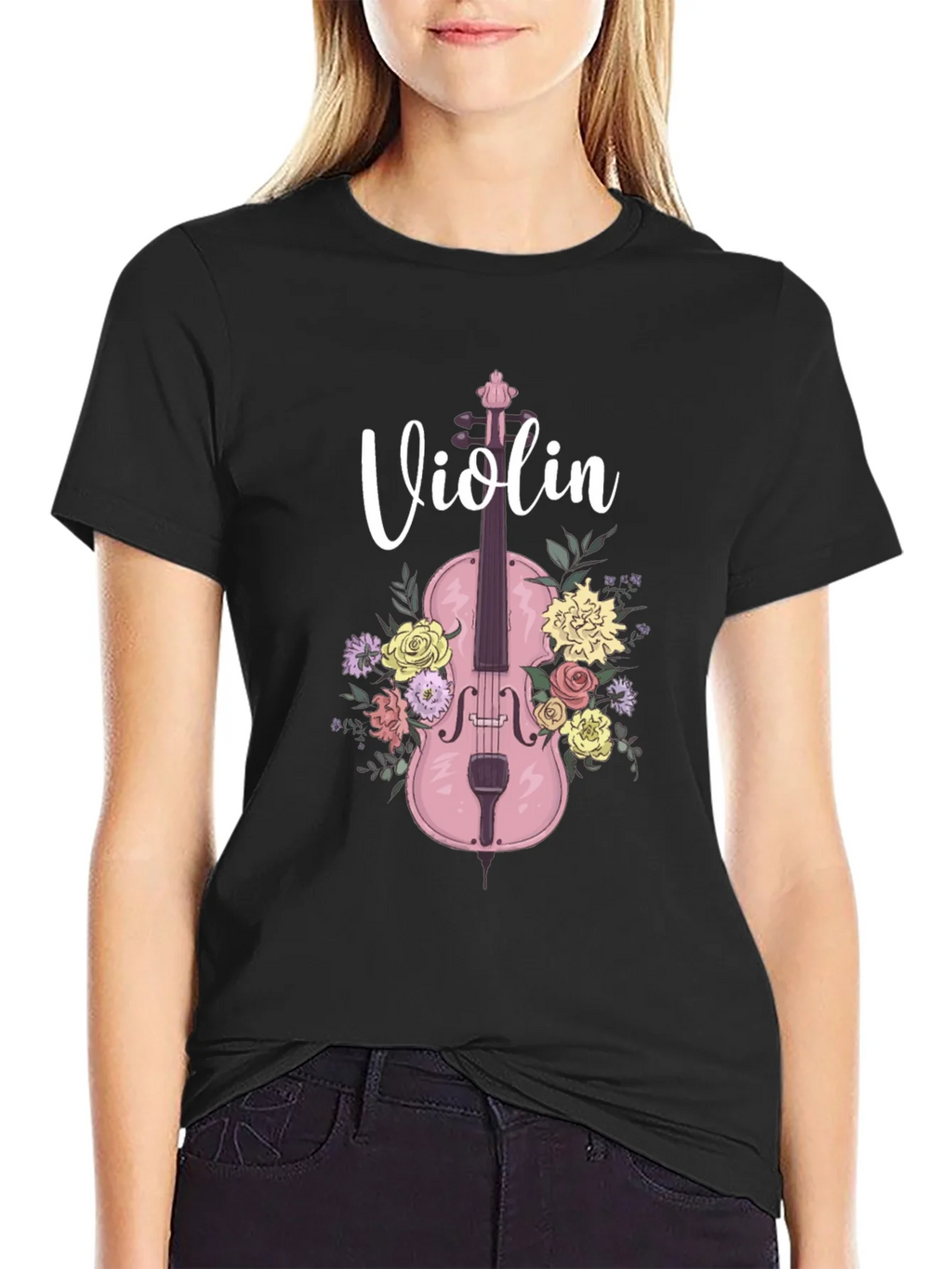 Floral Violin T-Shirt - Musical Design product image 1