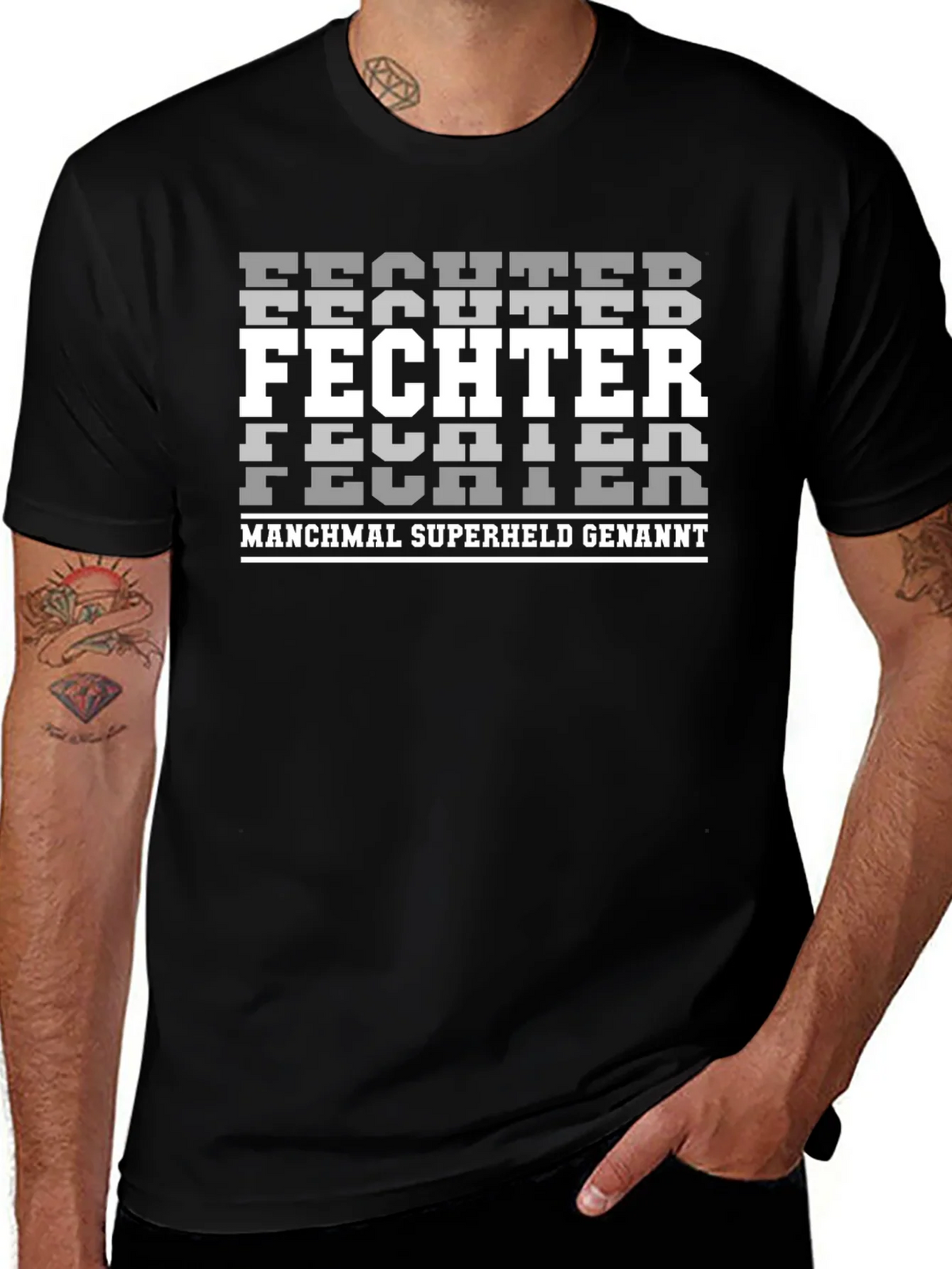 Fighter Superhero Black Graphic T-Shirt product image 1