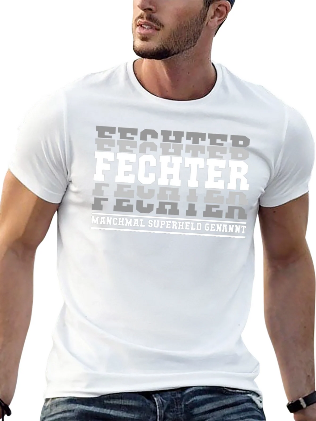Fighter Superhero Black Graphic T-Shirt product image 7