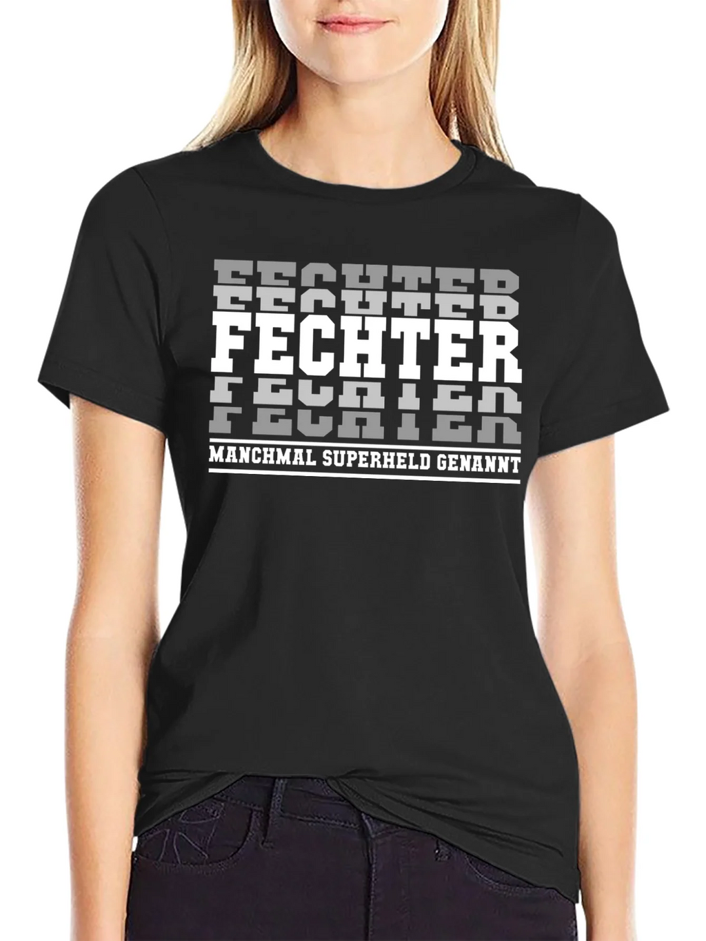 Fighter Superhero Black Graphic T-Shirt product image 2