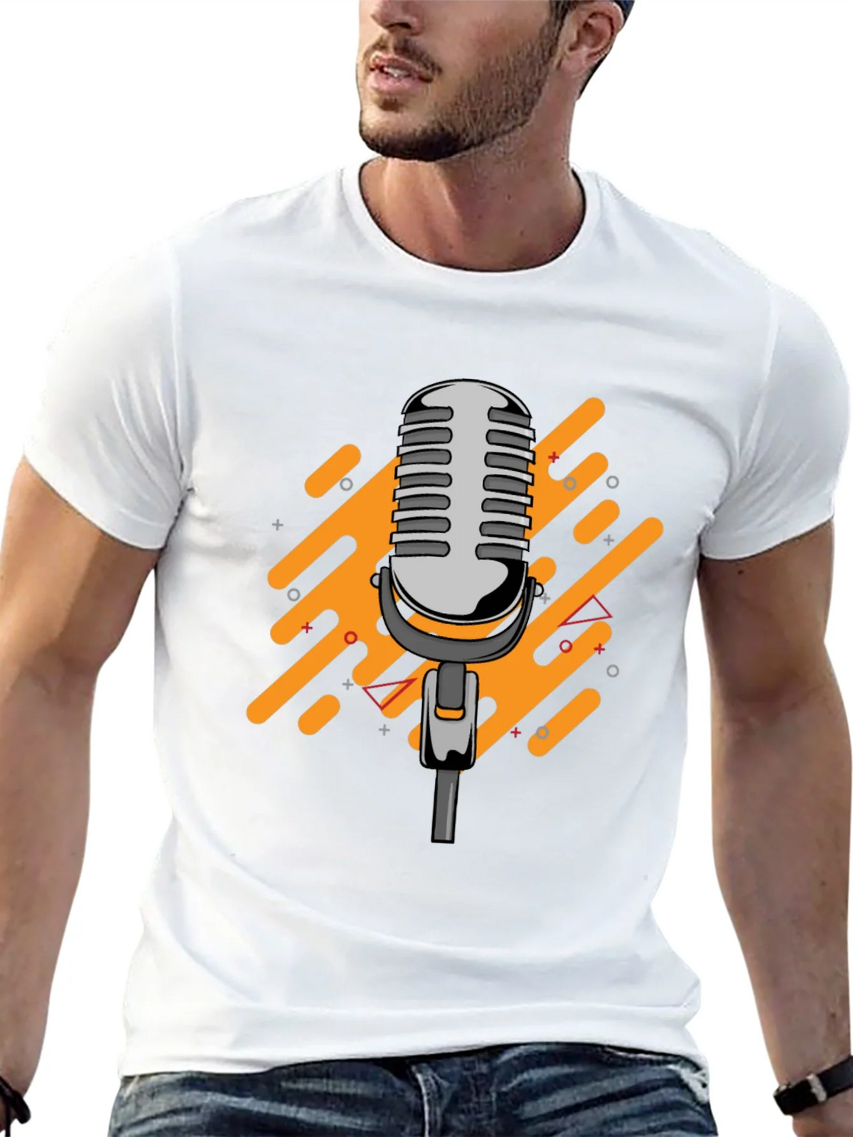 Retro Microphone Graphic Black T-Shirt product image 3