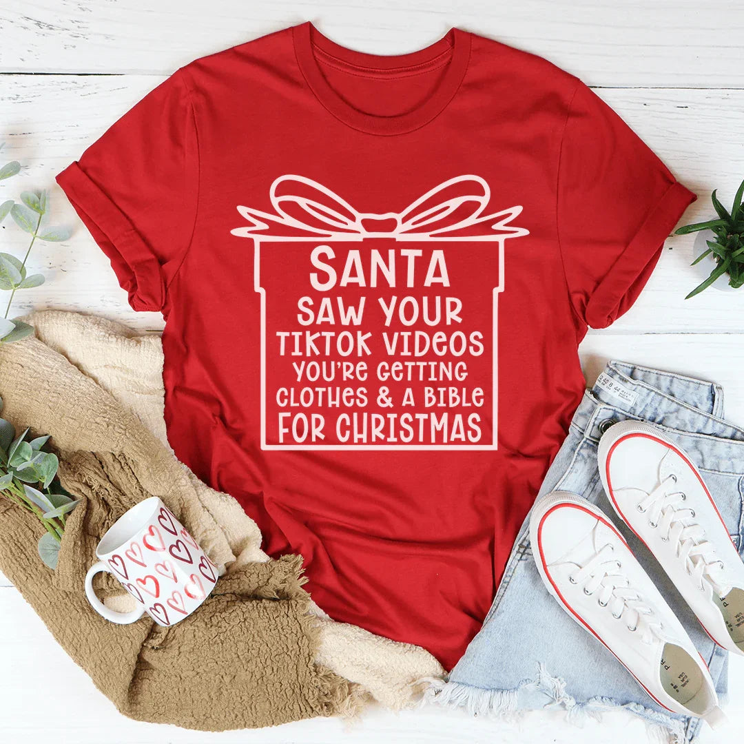 Santa Saw Your Videos Tee product image 2
