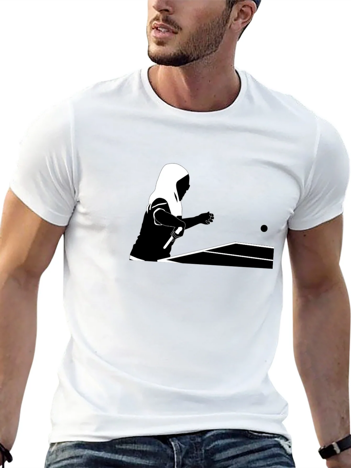 Table Tennis Graphic Tee - Black Cotton Shirt product image 11