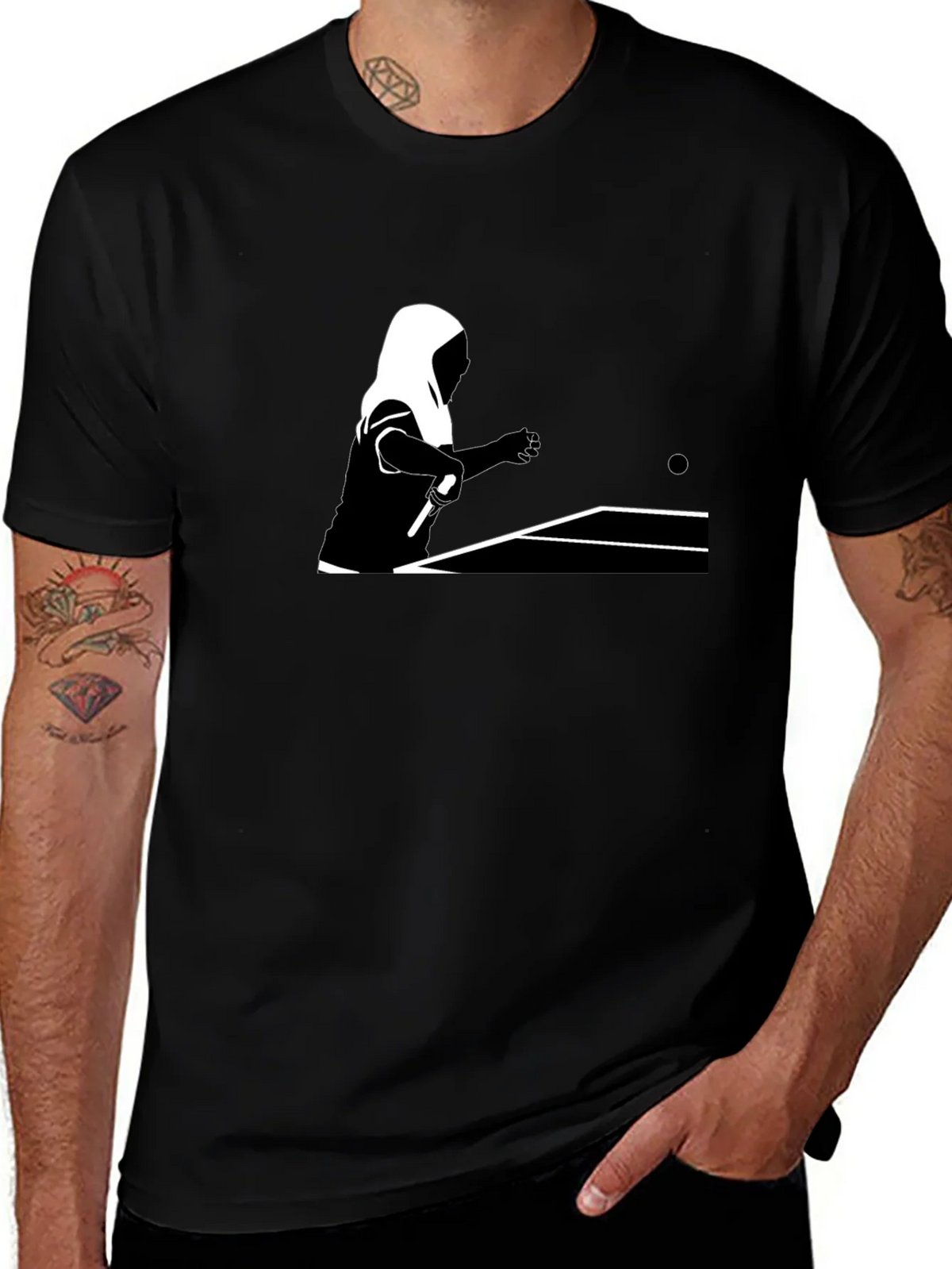 Table Tennis Graphic Tee - Black Cotton Shirt product image 1
