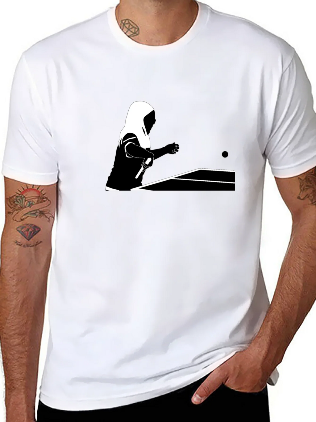 Table Tennis Graphic Tee - Black Cotton Shirt product image 7