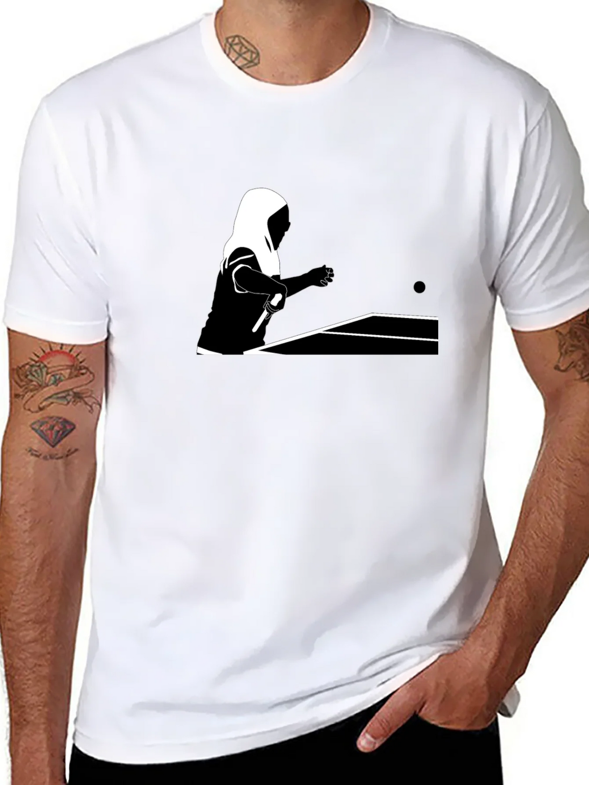 Table Tennis Graphic Tee - Black Cotton Shirt product image 7