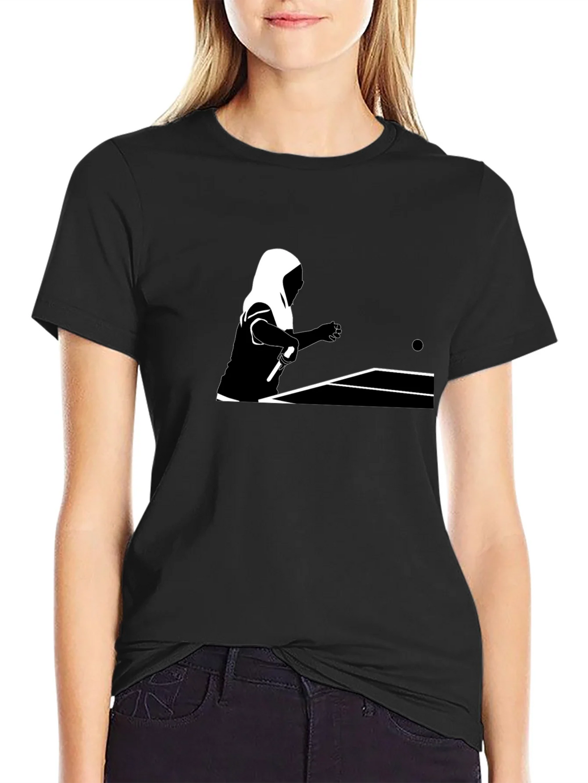 Table Tennis Graphic Tee - Black Cotton Shirt product image 2