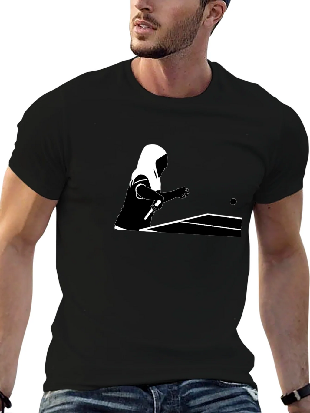Table Tennis Graphic Tee - Black Cotton Shirt product image 6
