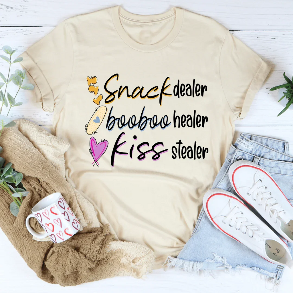 Playful Motherhood Humor Graphic Top – \"Snack Dealer product image 3