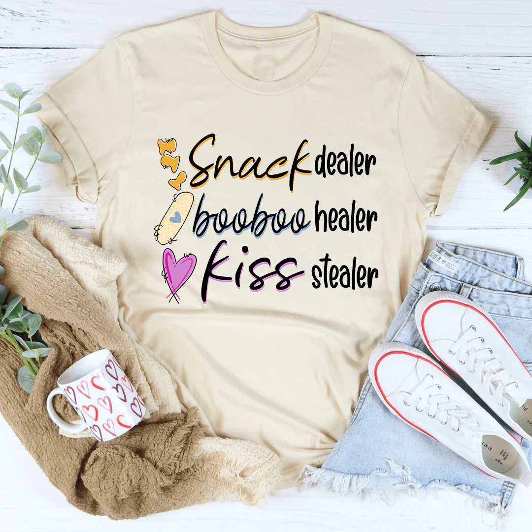Playful Motherhood Humor Graphic Top – \"Snack Dealer product image 3