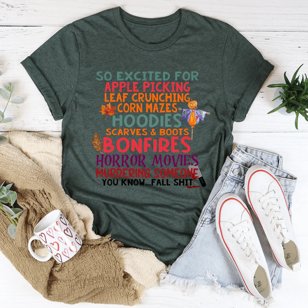 So Excited For Apple Picking Leaf Crunching Corn Mazes Tee product image 3
