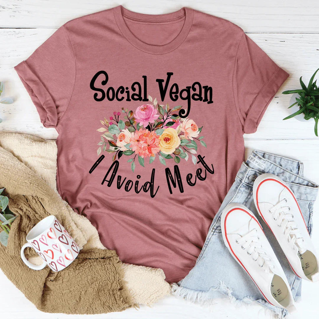 Social Vegan I Avoid Meet Tee product image 3