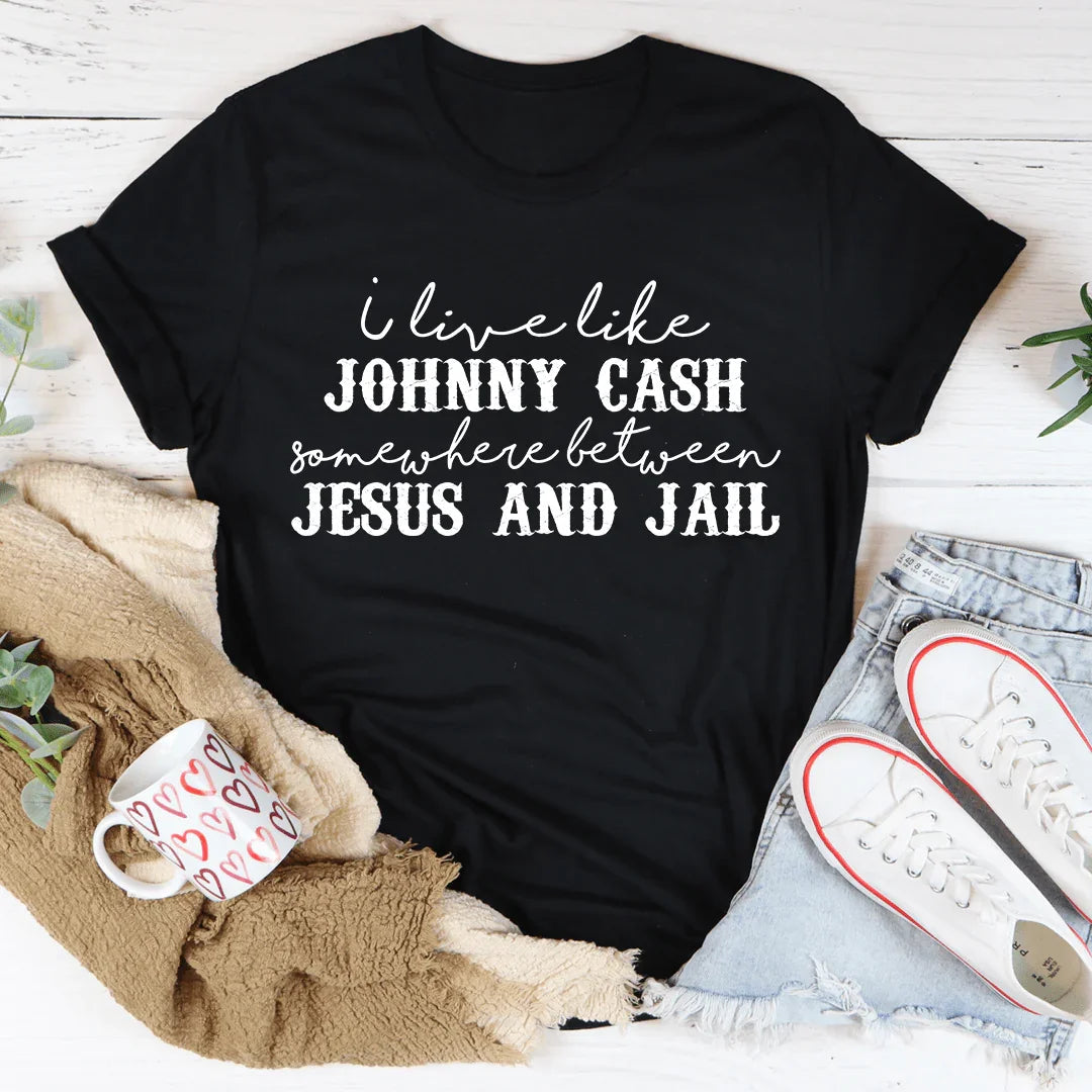 Faith Chaos Quote Shirt – "Somewhere Between Jesus & Jail" product image 1
