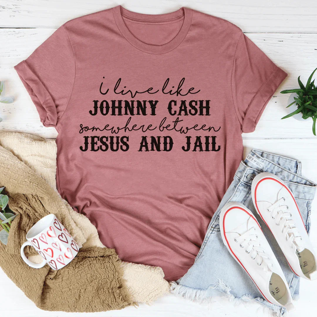 Faith Chaos Quote Shirt – "Somewhere Between Jesus & Jail" product image 3