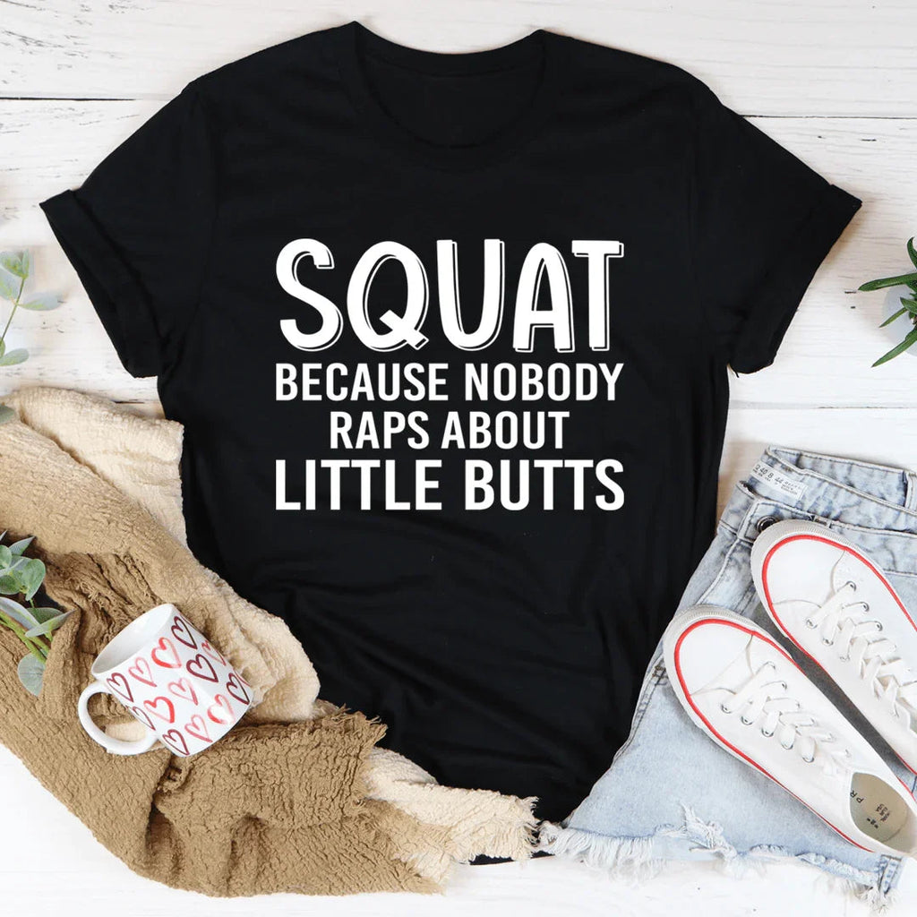 Cheeky Fitness Gym Humor Graphic Tee – \"Squat Because product image 2
