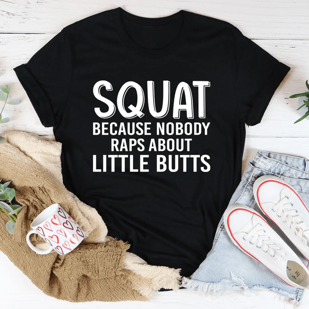 Cheeky Fitness Gym Humor Graphic Tee – \"Squat Because product image 2
